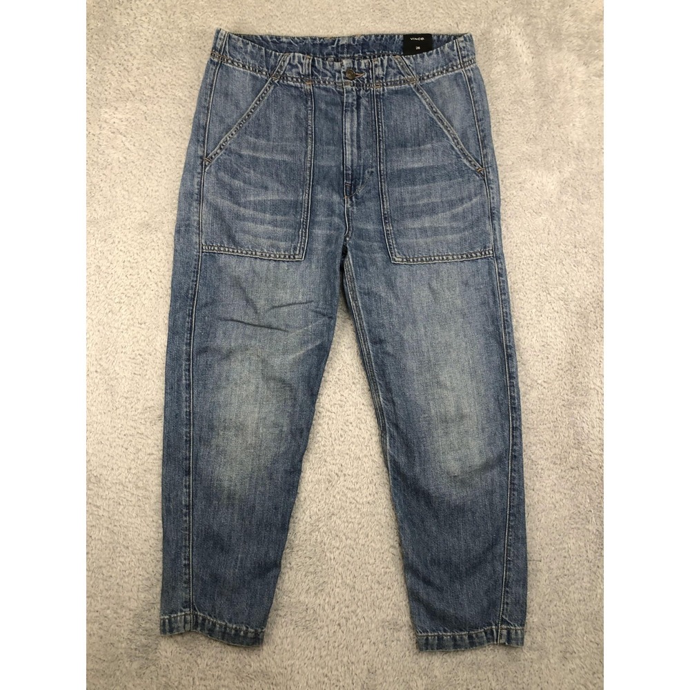 Vince Jeans Women 32x23.5 (Tag 26) Blue Barrel Linen Blend